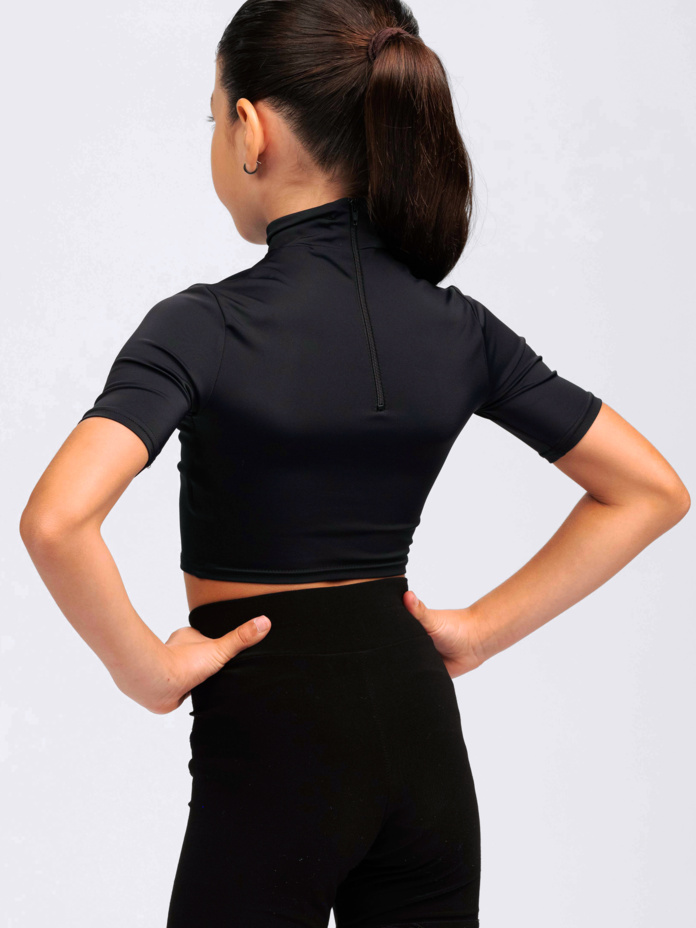 Girls Half Sleeve Mock Neck Crop Top Thumbnail